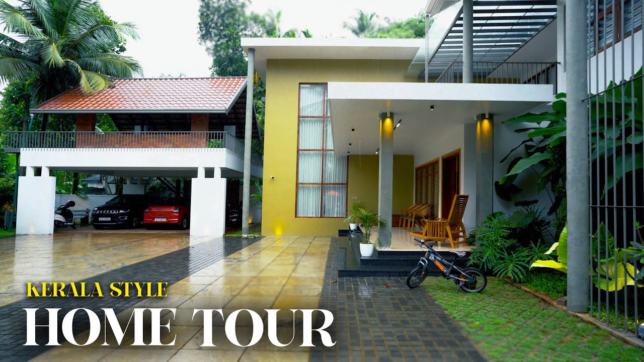 മഴ ആസ്വദിക്കാം!! ട്രോപ്പിക്കൽ ഡിസൈനിൽ ഒരു കിടിലൻ വീട് | Trending Home Tour Malayalam 😍😍 | Iama