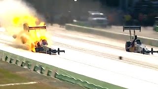 Big Engine Fire for Gas Monkey Garage Dragster in Texas