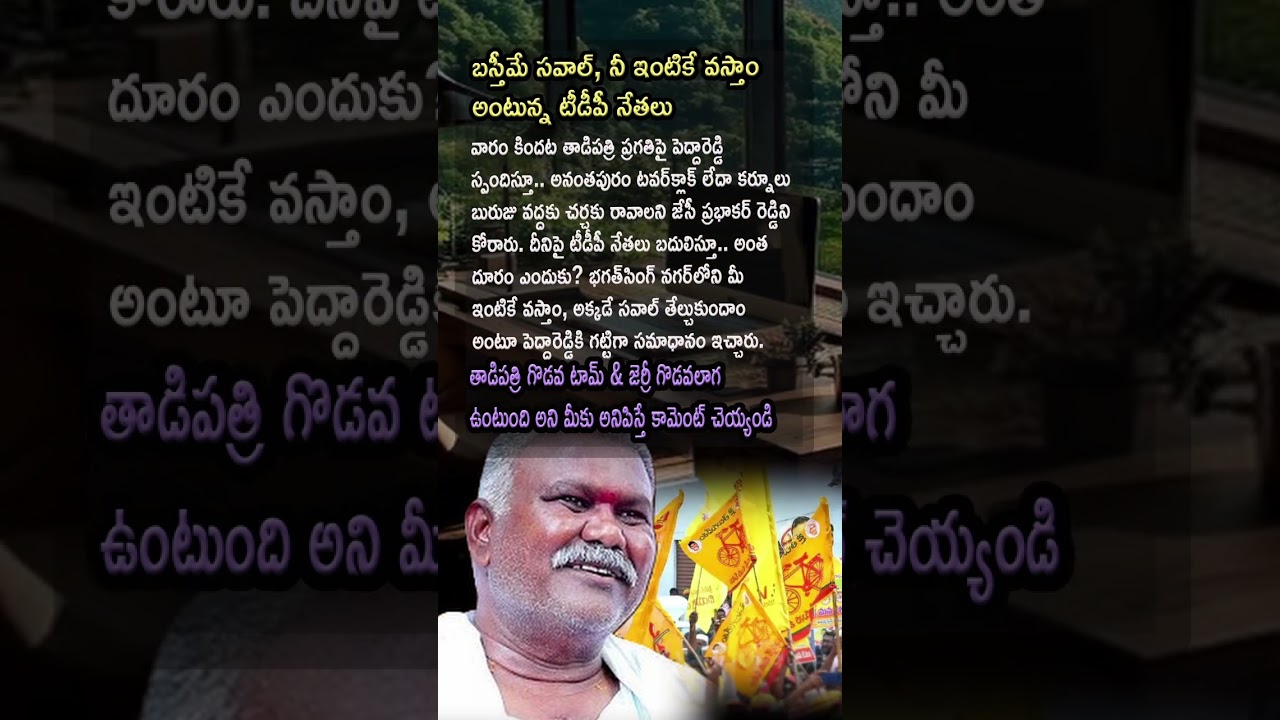 AP Politics, TDP Leaders Challenge Peddareddy Over Tadipatri Issue