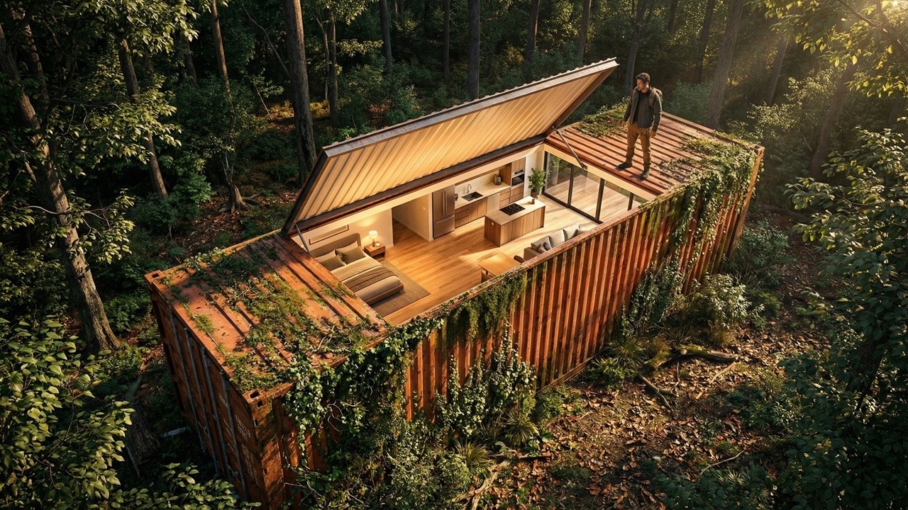 I Turned an Abandoned GIANT SHIPPING CONTAINER Into a SECRET HOUSE (ASMR)