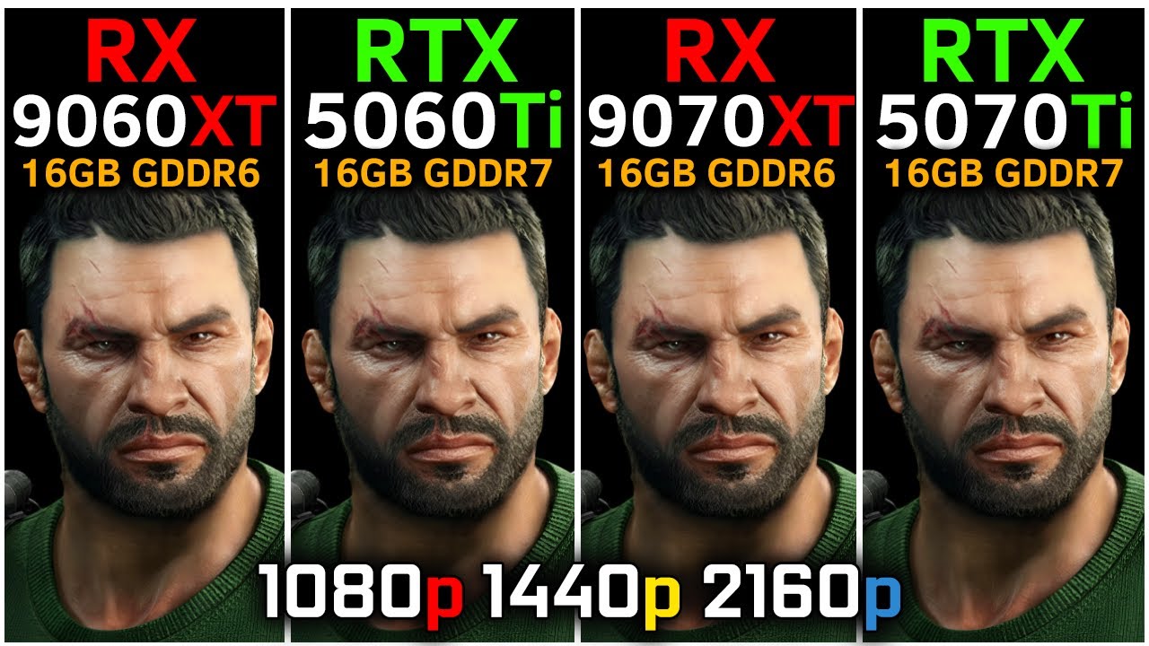 RX 9060 XT vs RTX 5060 Ti vs RTX 5070 Ti vs RX 9070 XT | 1080p, 1440p, 4K | DLSS 4 vs FSR 4 | 2026