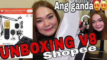 BM-800 Condenser Microphone Kit | V8 Sound Card Unboxing | Shopee