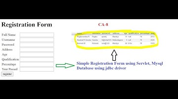 CA-8 - Student registration form using servlet, Mysql database using jdbc driver.