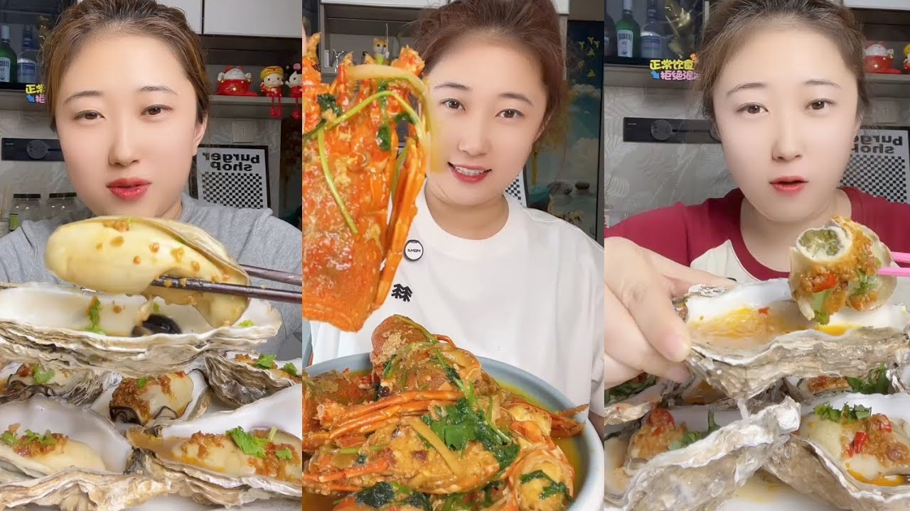 Asmar challenge Eating Seafood 🦞Shrimp 🍤🦐 Crap 🐙🦑 Squid (1Mukbang)#shrimp #squid #seafood #prawns 