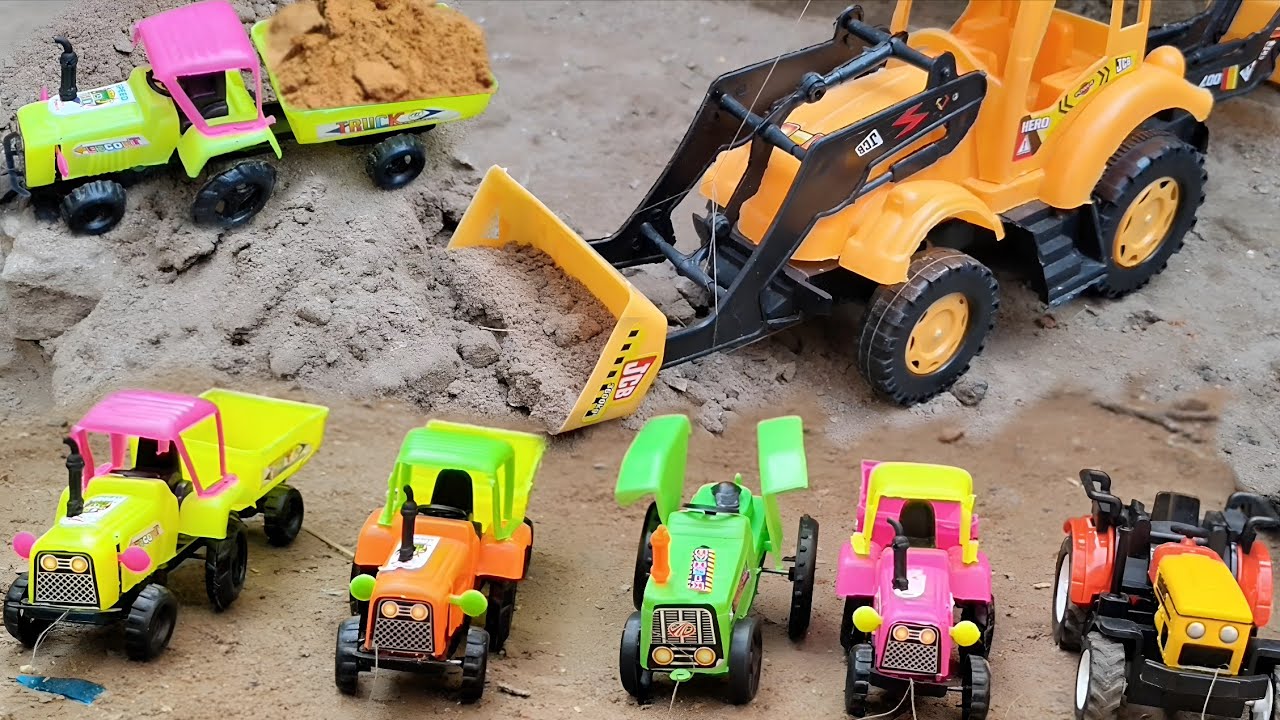 JCB fully loading yellow HMT Tractor | jcb cartoon | Jcb tractor Cartoon video | new Tata traktar