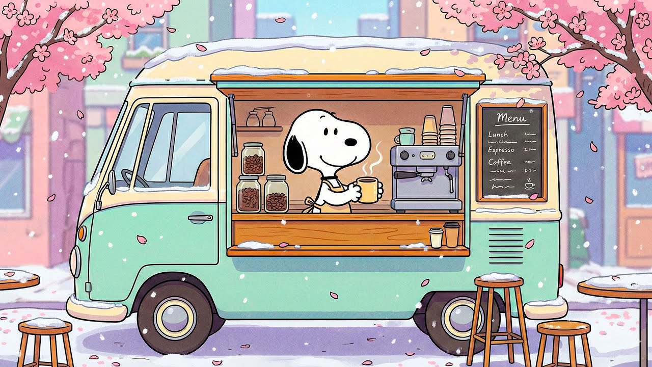 Утреннее кафе в фургоне со Снупи 🌸 | Нежный джаз для спокойного начала дня