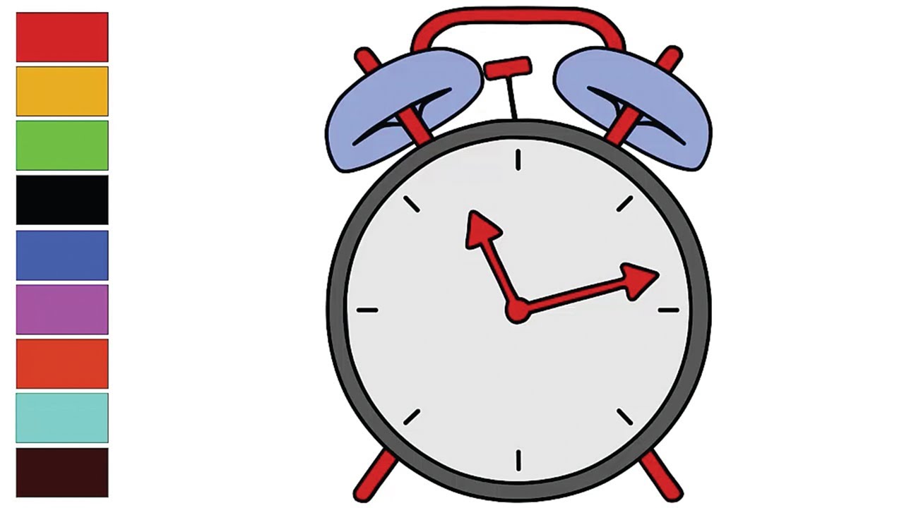 Learn Colors With Beautiful Alarm Clock Drawing and Coloring