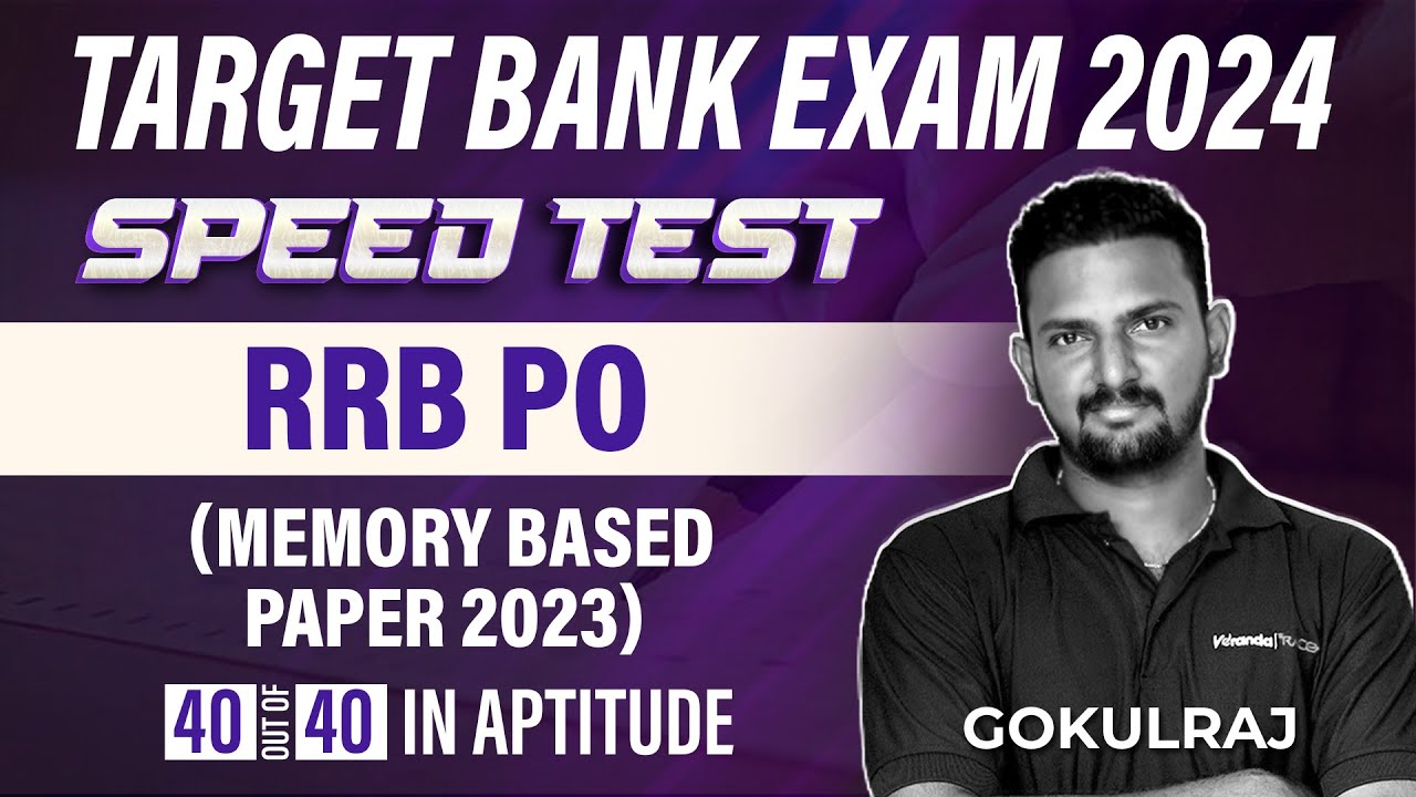 TARGET BANK EXAM 2024 | RRB PO | SPEED TEST | MEMORY BASED 40/40 in ...