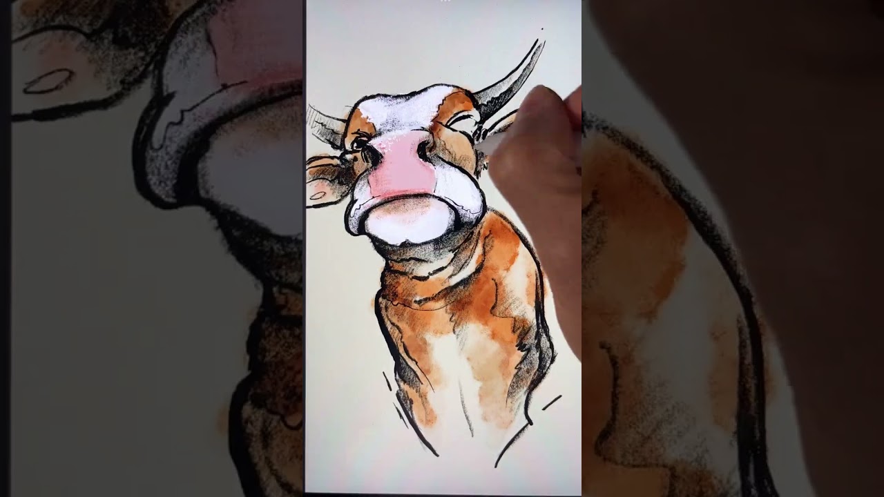 Animal Art. Drawing of an Ox, 