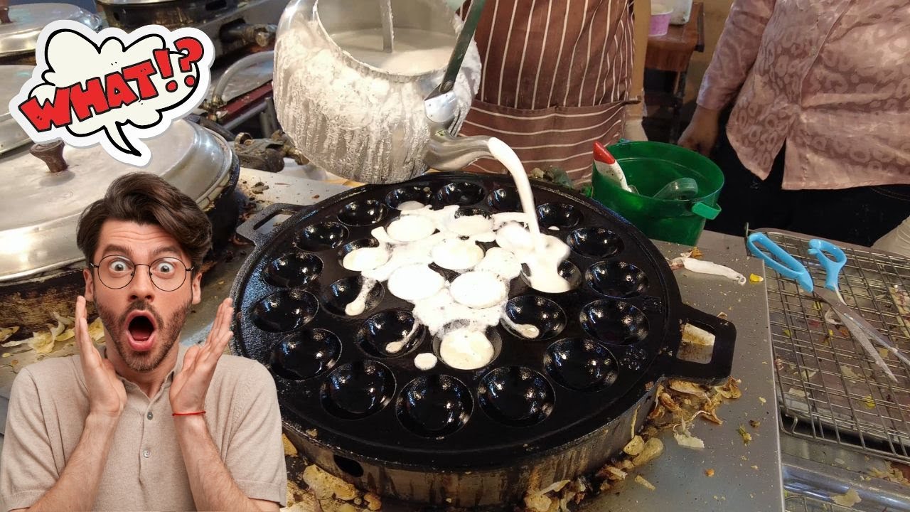 Must Try ! Coconut Crispy Pancake Kanom Krok Thai Street Food