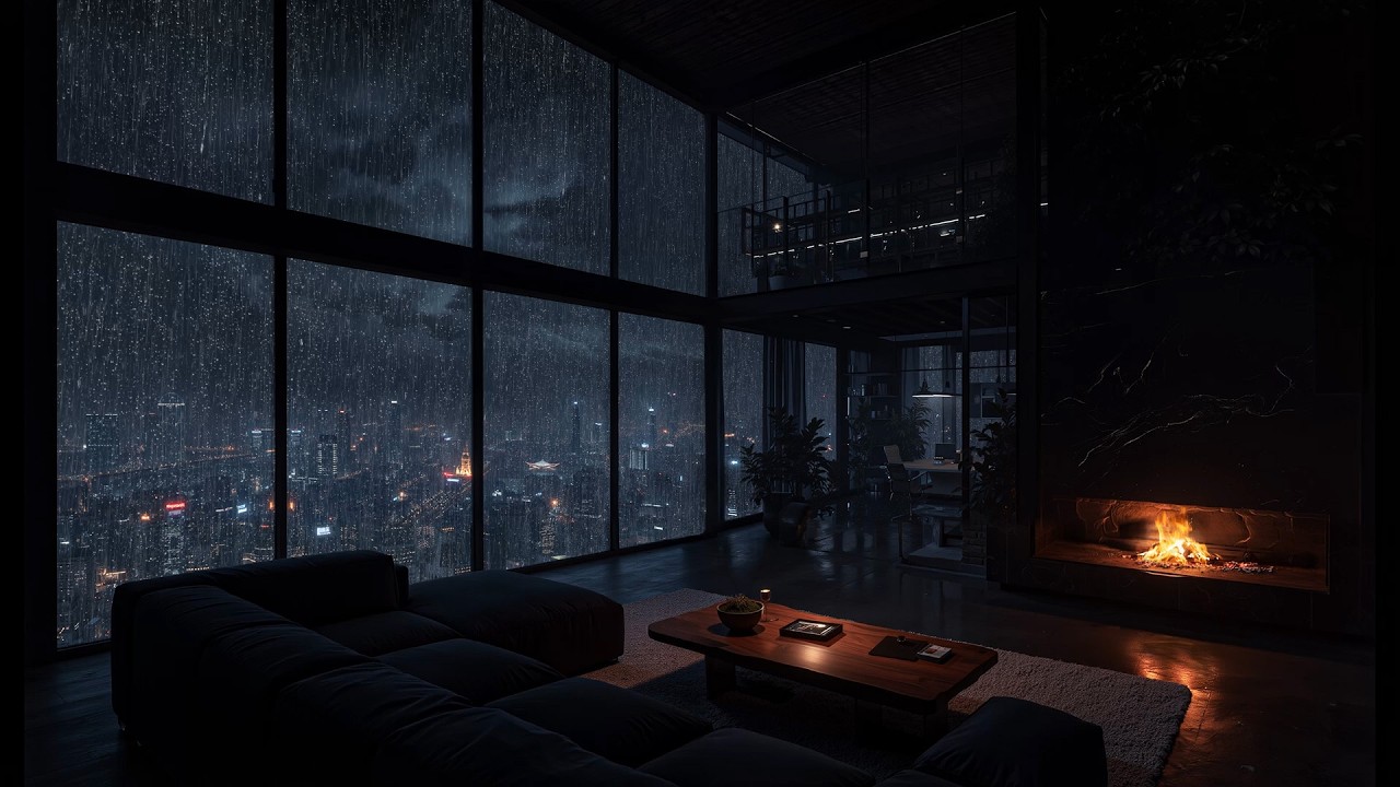 Rainy Cozy Room Luxury at Night | Peaceful Window Ambience for Sleep ...