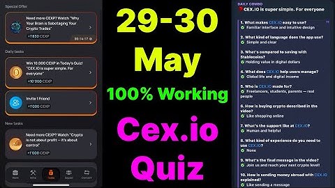 Cex.IO Quiz Answers Today 29 & 30 May | Cex.io Daily Quiz | Cex io daily combo | Cex.io daily quiz |
