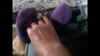 Wifeys Feet, In Purple Footies, Maged And Lightly Tickled