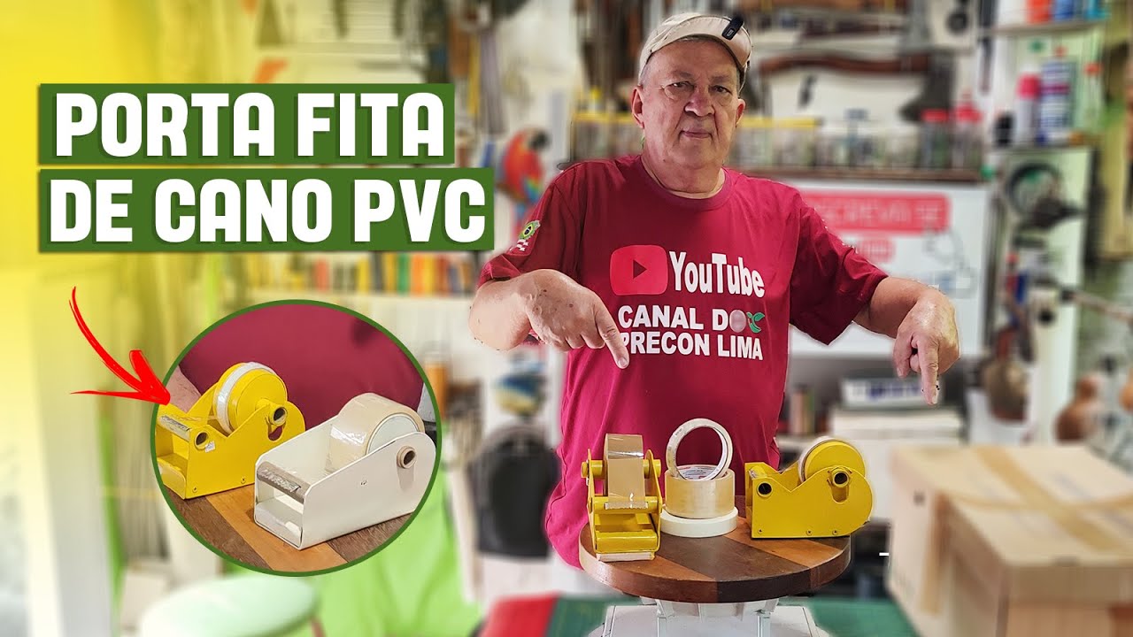 COMO FAZER UM PORTA FITA ADESIVA FEITO DE CANO DE PVC