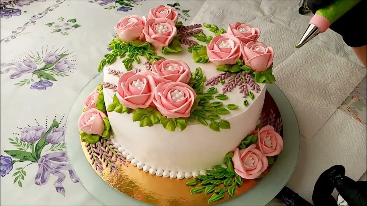 Торт для женщины . Украшение торта. - YouTube