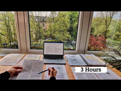 3 HOUR STUDY WITH ME | Background noise, 10-min Break, No music, Study with Merve