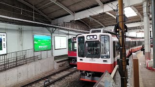 箱根登山電車 1000・2000系 1003F編成 各駅停車強羅行が箱根湯本駅3番線を発車するシーン