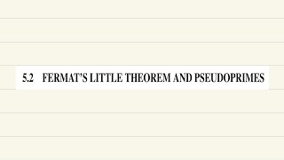 Section5.2 FERMAT,S THEOREM