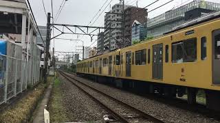 西武新2000系2529F+2531F+2451Fが準急西武新宿行き4+4+2編成として西武新宿線高田馬場3号踏切を通過するシーン！