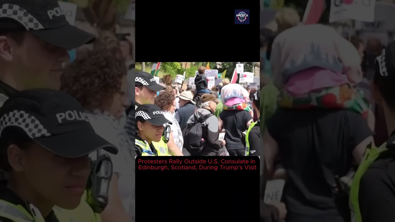 Protesters Rally Outside U S Consulate In Edinburgh Scotland During Trump Visit