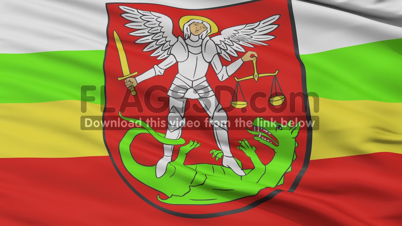 Closeup Biala Podlaska city flag, Poland