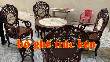 35 Triệu Bộ Bàn Ghế Trúc Kép Gỗ Gụ 7 Món Hoàn Thiện Vecni Siêu Kỹ - Đồ Gỗ Mai Toàn