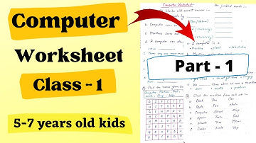Computer Worksheet for Class 1| Class 1 Computer Practice Worksheets| Computer Worksheet for Class 1