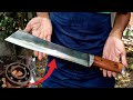 Knife making  forging a super sharp machete knife from old bearing