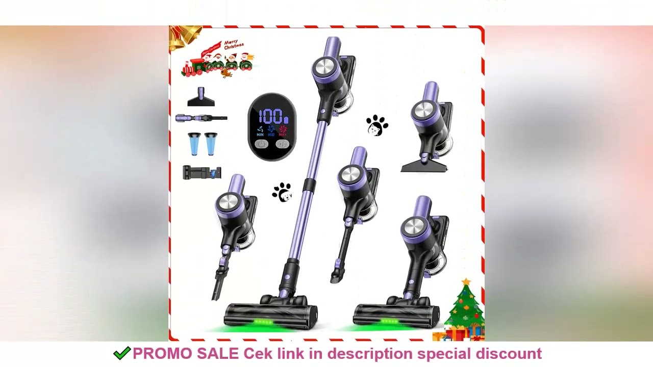 500W/50KPA Self-Standing Cordless Vacuum Cleaner,60 Mins Handheld Vacuum Cleaners,Smart LED Screen V