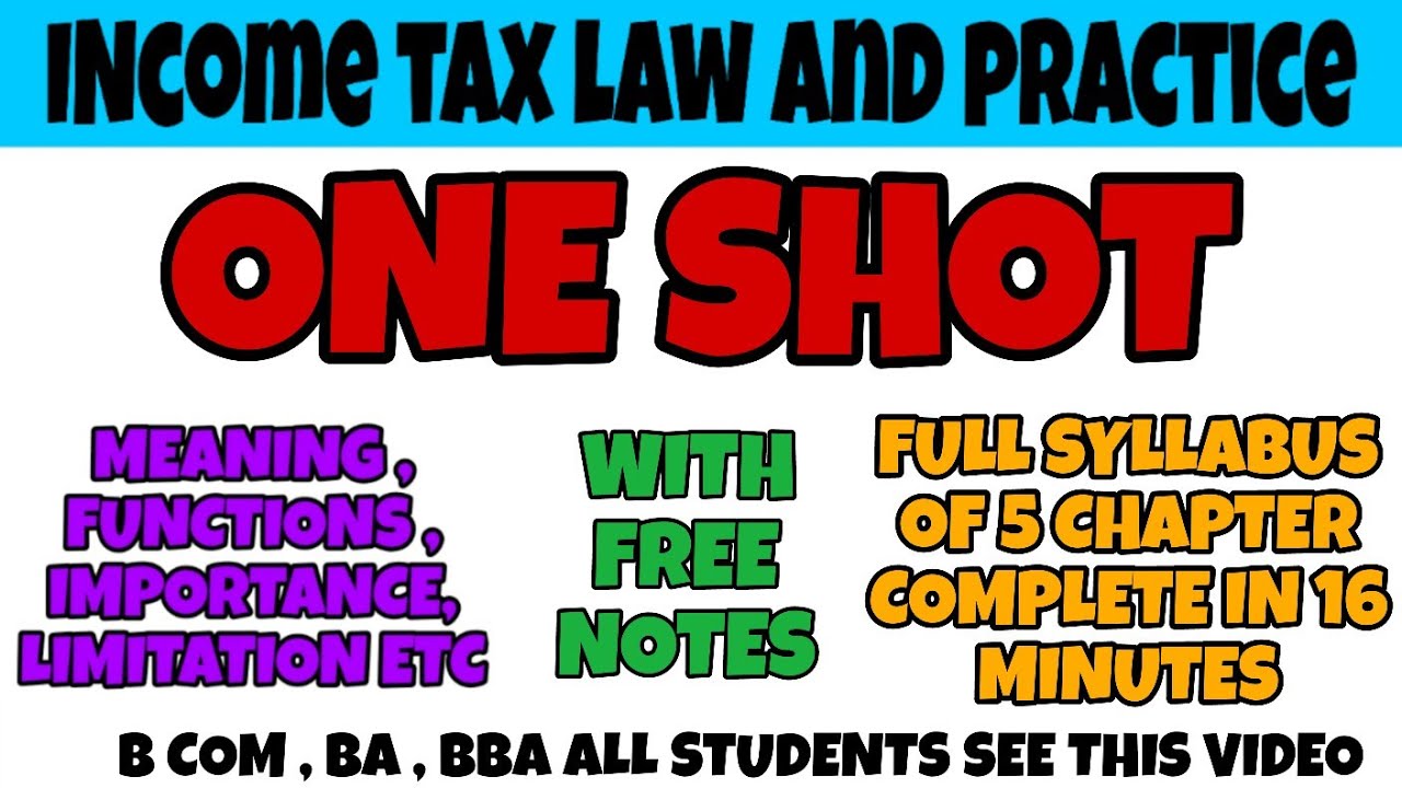 BCOC 136 - Income Tax Law And Practice ONE SHOT With Free Notes in 16 Minutes Complete 5 Chapters