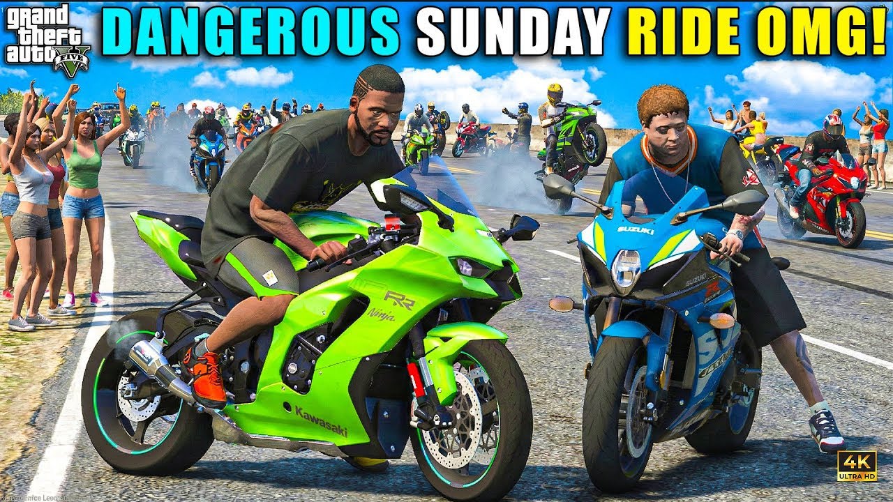 GTA 5: GOING SHIMLA IN SNOW FALL SUNDAY RIDE WITH SUZUKI SUPERBIKE AND NINJA JIMMY AND FRANKLIN OMG!