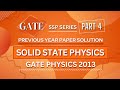 GATE PHYSICS 2013 Solved Paper | Solid State Physics | Previous Year Paper COMPLETE Solution