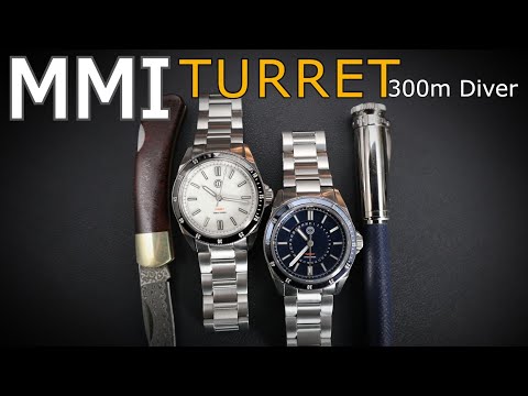 MMI Turret Automatic 300m Diver Fully Lumed Dial and Central Date Handsome Diver watch