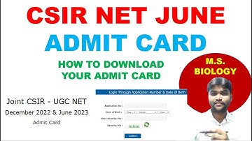 CSIR NET 2023 JUNE ADMIT CARD | HOW TO DOWNLOAD CSIR ADMIT CARD
