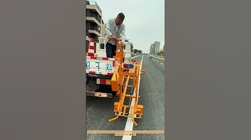 Satisfying Road Work Tool: Watch a Worker Deploy Safety Cones with a Slide Rail Machine! 🌾🦀↓