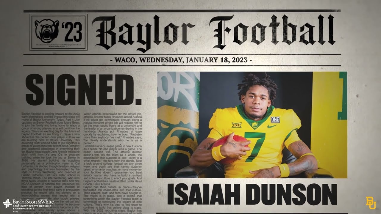 Baylor Football: Isaiah Dunson Highlights
