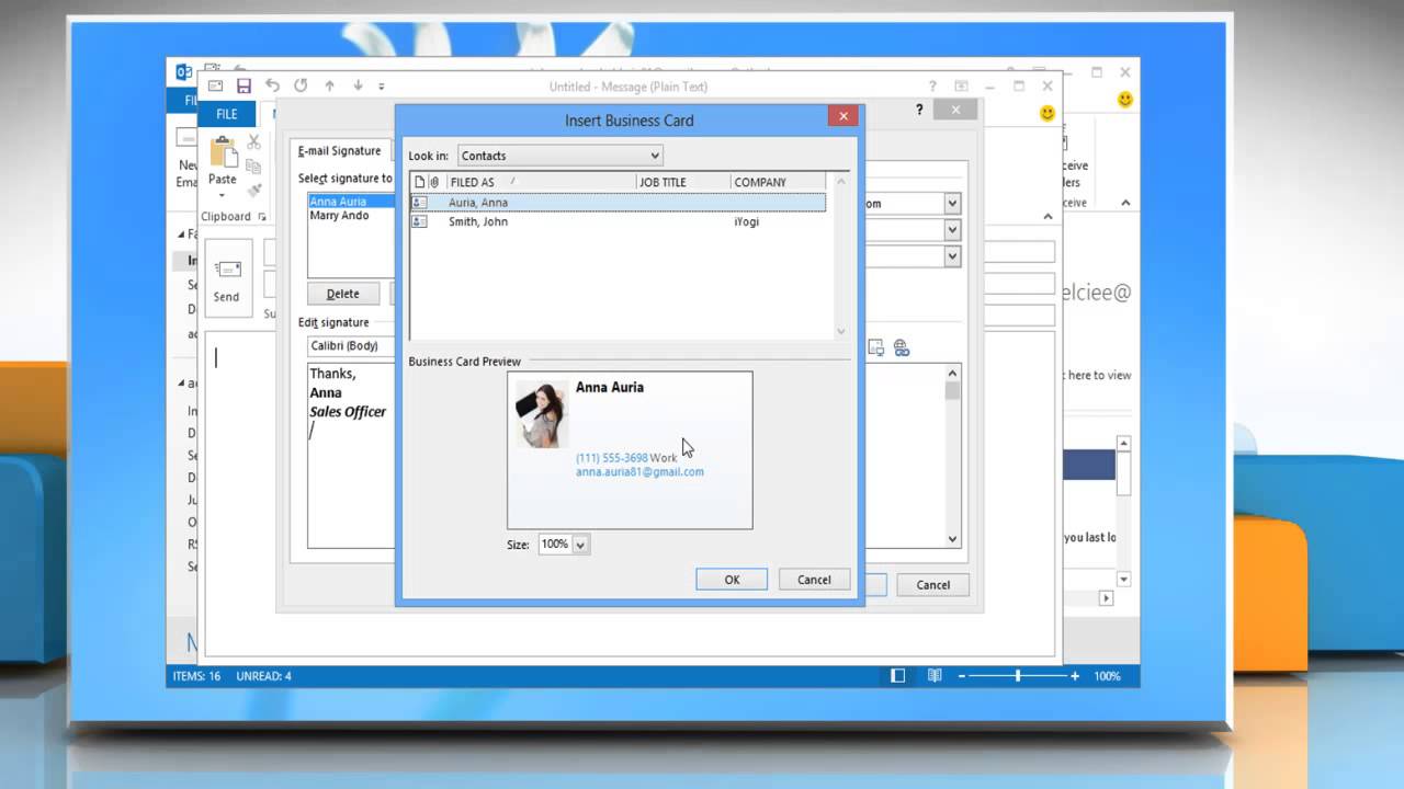 How To Create A Signature In Outlook 2013 On Windows 8 PC YouTube