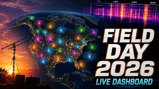 Ham Radio LIVE: ARRL Field Day 2026 — Activity Map · Band Heatmap · Social Feed