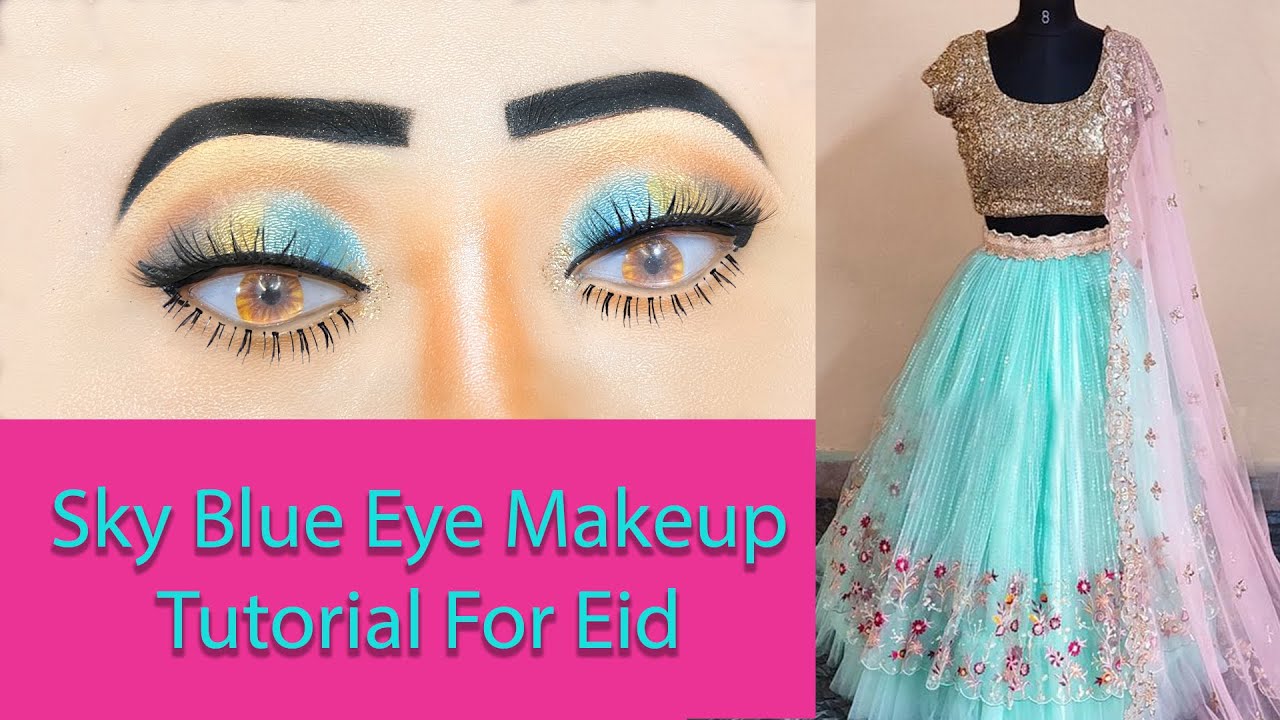 Sky blue eye makeup with brown corner l Eid special Eye Makeup l soft