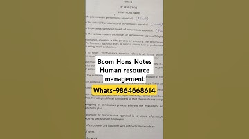 Bcom Hons 3 Sem Notes | Human resource management Unit 4 Notes | #shorts #youtubeshorts #commerce