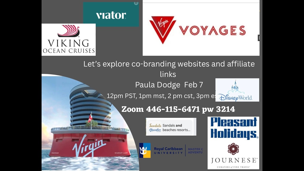 Affiliate links and co-branding Travel vendors