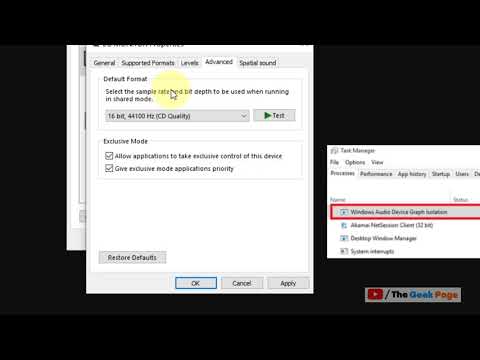 High CPU / Disk Usage by audiodg.exe in Windows 10 Fix