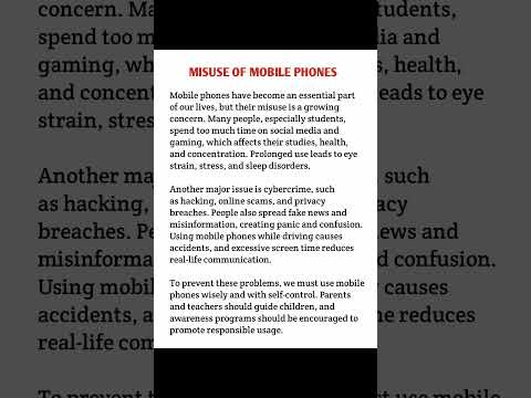 MISUSE OF MOBILE PHONE PARAGRAPH MISUSE OF MOBILE PHONE PARAGRAPH