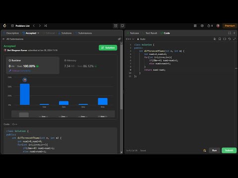 Divisible And Non-Divisible Sums Difference Leetcode - 2894 | Coder Infinity
