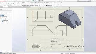 SolidWorks Tutorial 2018-2019 Lab 6 Sheet 2 Slotted Angle Block Drawing Titleblock Net Worth