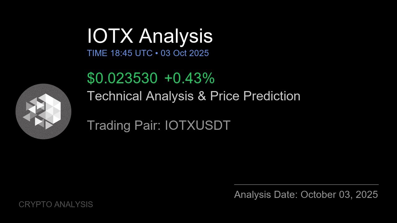 IOTX (IOTXUSDT) Technical Analysis - Price Prediction & Buy or Sell October 03, 2025