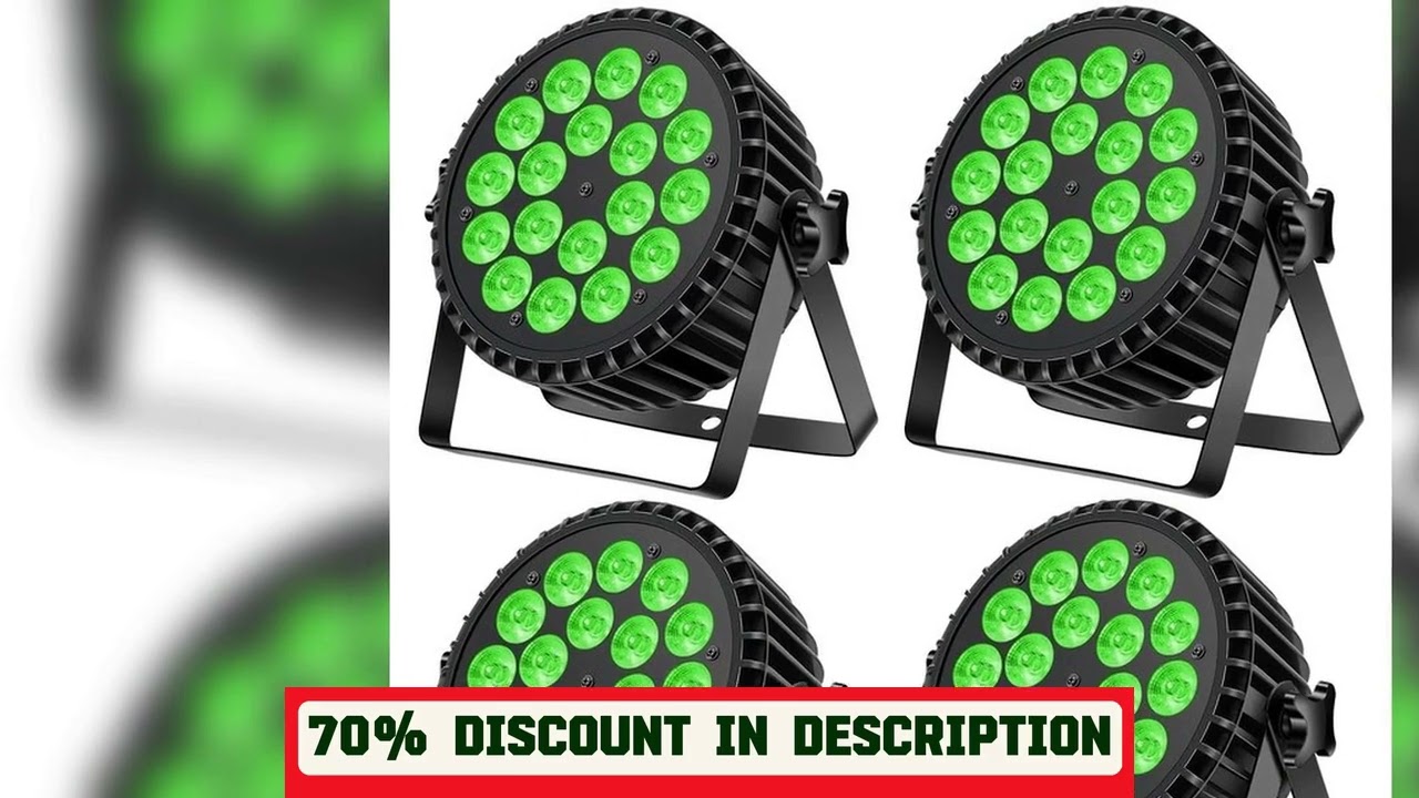 A must-have product! Fieryzeal 4PCS LED Par Light 200W 4 IN 1 RGBW DMX Stage Flat Par Lighting Eff