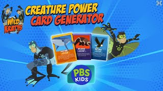 WILD KRATTS: CREATURE POWER CARD GENERATOR! 🐾 NEW GAME! Let's Collect Them All! 🐒 PBS Kids