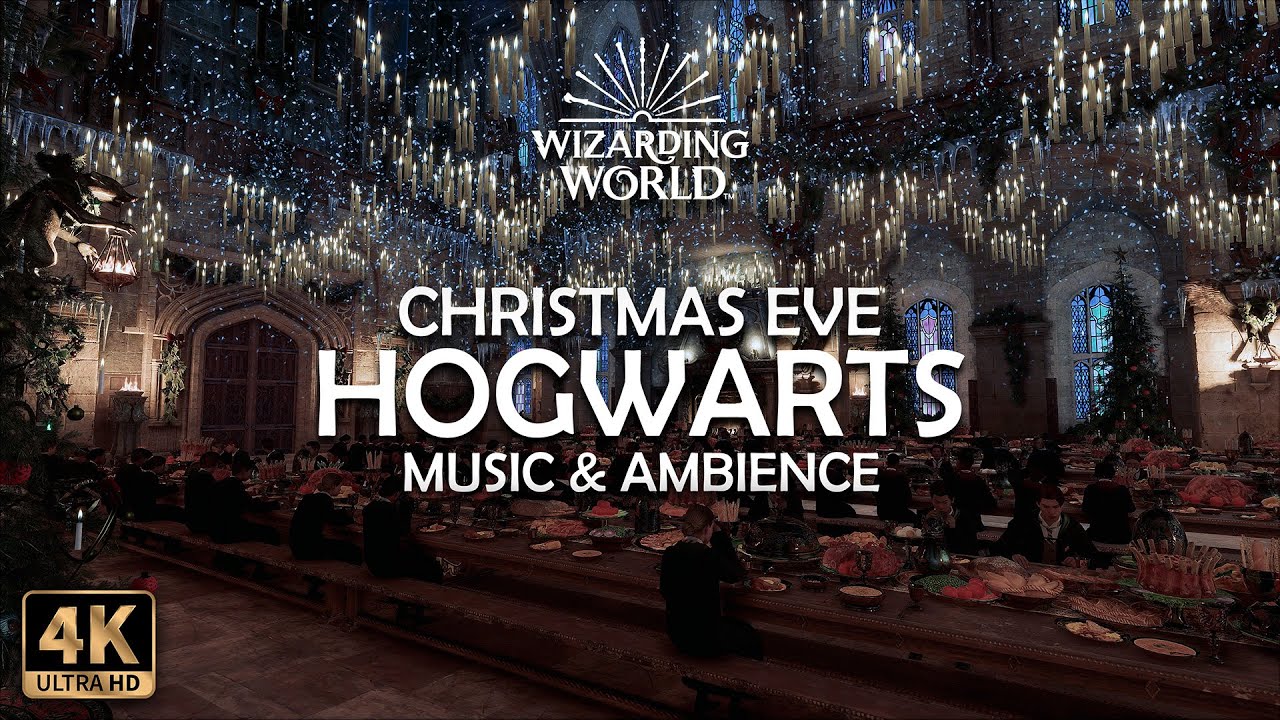 🎄 Christmas Eve in the Hogwarts Great Hall: Holidays at Hogwarts🎅 | Harry Potter 4K Ambience & Music
