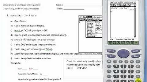 Solving Linear and Quadratic Equations Graphically, and Vertical Asymptotes